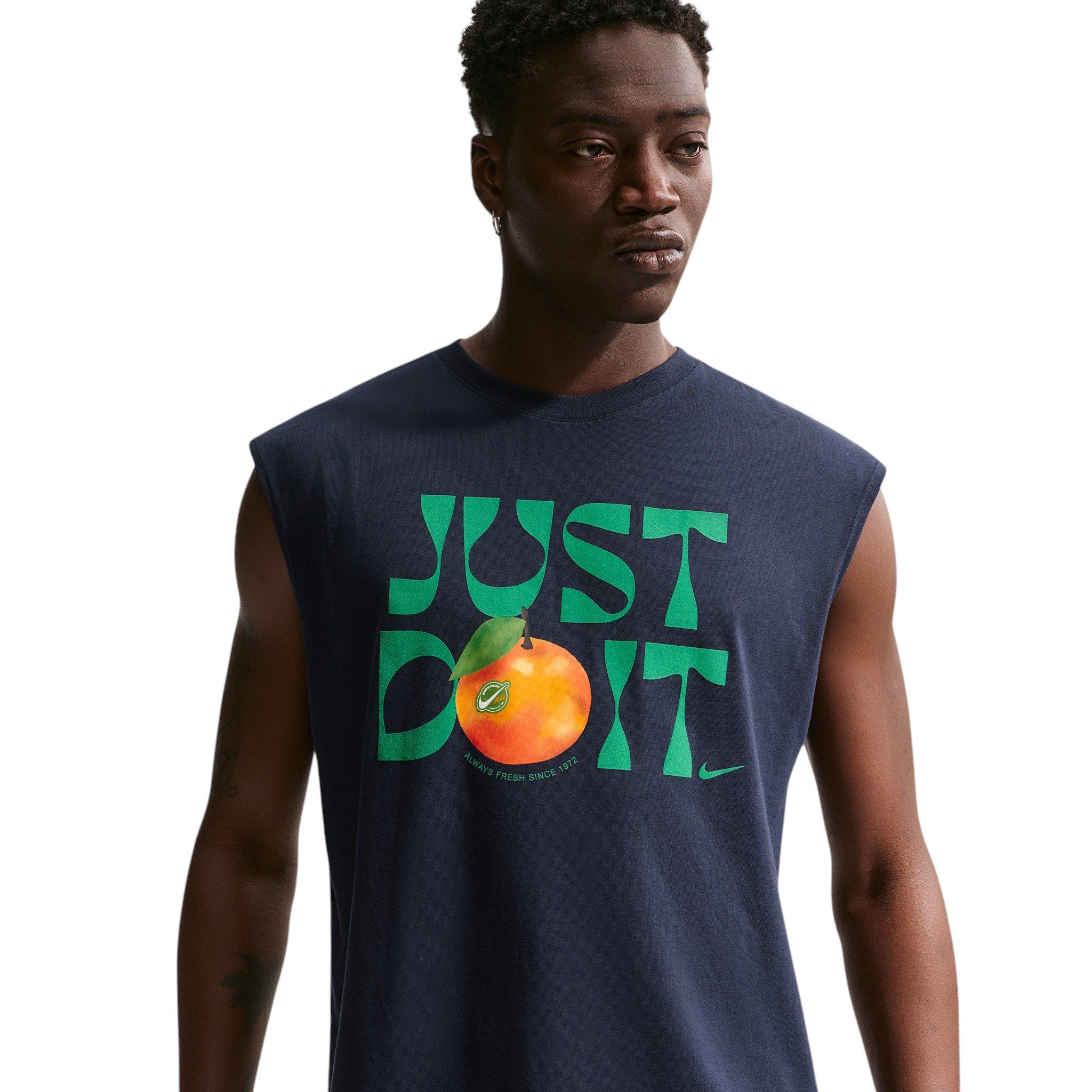 Nike Men's Sportswear Orange Sleeveless Muscle T-Shirt - Dark Blue - BLUE